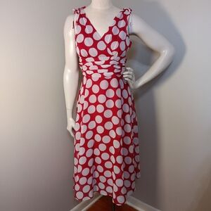 Beautiful! CONNECTED APPAREL Red White Polka Dot Sleeveless Flowing Dress Sz 6